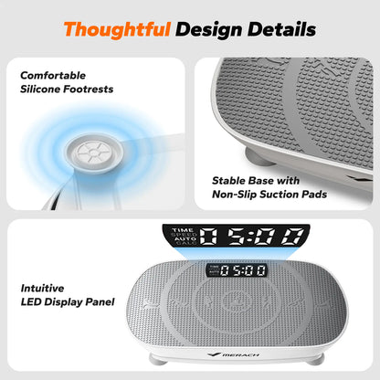 Merach Slim Vibration Plate Exercise Machine Lymphatic Drainage Fitness Vibration Plate Compact Design Fitness Home Gym Equipment Whole Body Workout Vibrations Backtoschool
